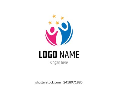 smart people reach for the stars dream logo in flat design style 