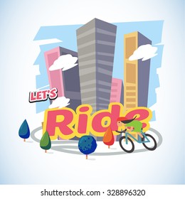 smart people ride a bicycle around the city. ride concept. eco city. typographic - vector illustration