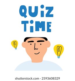Smart person playing Quiz. Funny vector illustration on white background.