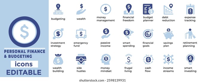Smart personal finance and budgeting vector set perfect for financial planning savings and investment Fully editable