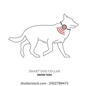 Smart pet collar icon. Dog tech gadgets sign. GPS trackers for dogs. Health scanning. Intelligent GPS activity tracking. Editable vector illustration in a linear style isolated on a white background