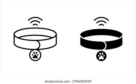 Conjunto de iconos de collar de mascota inteligente, Ilustración vectorial de iconos de tecnología de seguimiento de mascotas inteligente sobre fondo blanco