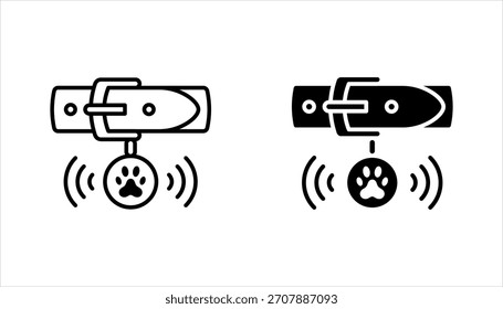 Conjunto de iconos de collar de mascota inteligente, Ilustración vectorial de iconos de tecnología de seguimiento de mascotas inteligente sobre fondo blanco