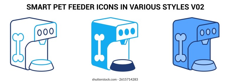 Smart Pet Feeder icon represented by Automatic Pet Feeder Blue, Dualline, Dualtone style.