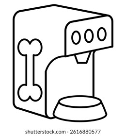 Smart Pet Feeder icon represented by Automatic Pet Feeder Line style.