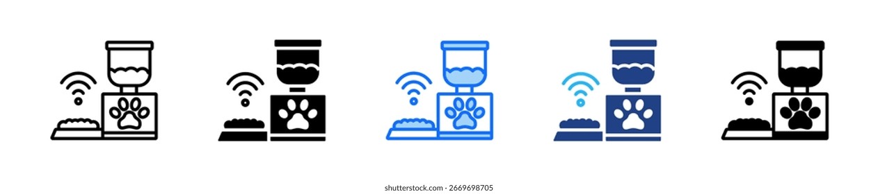 Smart Pet Feeder Icon Set Multiple Style Collection