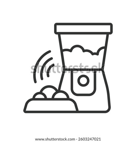 Smart pets feeder, icon in line design. Automatic pet feeder, pet feeding system, automatic pet food on white background vector. Smart pet feeder, icon in line design, editable stroke icon