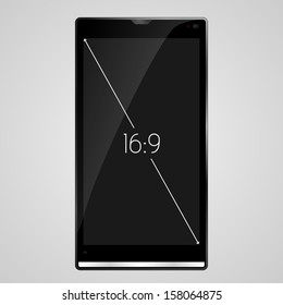 Smart Phone with 16:9 screen aspect ratio | EPS10 Vector