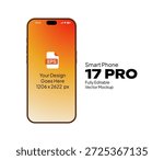Smart phone 17 PRO Orange vector mockup with clipping mask screen for showcasing app designs or content 1206 x 2622 px
