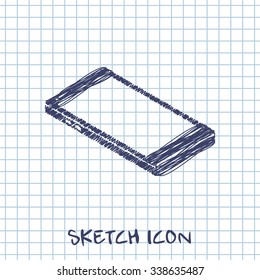 smart phone 3d isometric sketch icon 