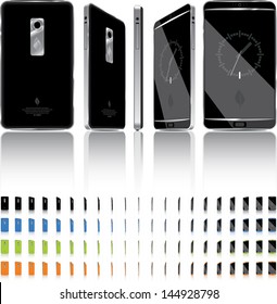 Smart Phone 3D Rotation - 21 Frames - Vector illustration of a touch-screen smart phone. 4 color choices, generic elegant, glossy design.