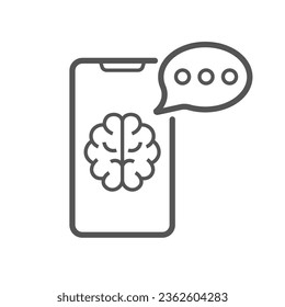 Smart Phone with AI and chat bot. Virtual Assistance in Smartphone. Flat Design Illustration of Virtual Assistant. Editable Stroke. EPS 10