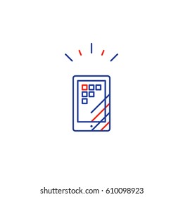 Smart phone app development concept, mono line vector icon