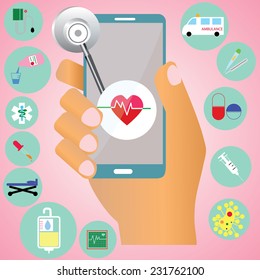 Smart phone and application for heltcare