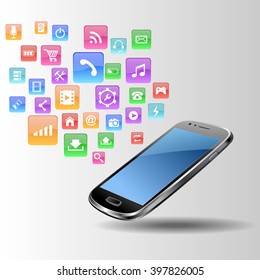 smart phone applications on a white