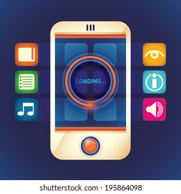 Smart phone with applications. Vector illustration.