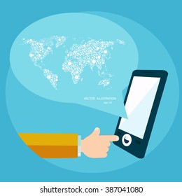 Smart phone apps and world communication concept.