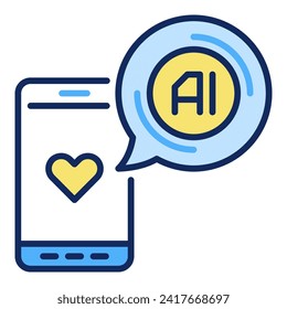 Smart Phone with Artificial Intelligence Speech Bubble vector AI concept colored icon or symbol