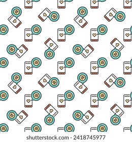 Smart Phone with Artificial Intelligence Speech Bubble vector AI concept colored Seamless Pattern