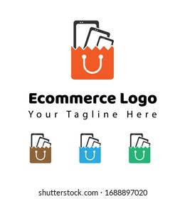 Smart phone Bag Concept Illustration Logo for E commerce, store, mall, discount, button, icon and many more
