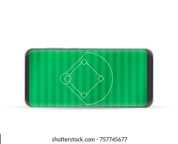Smart phone baseball field on a white background.