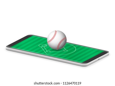 Smart phone baseball on a white background.