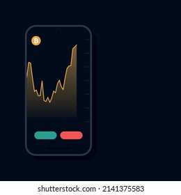 Teléfono inteligente con gráfico de bitcoin