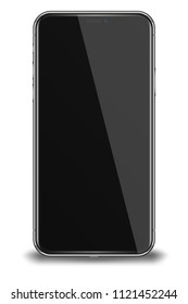 Smart phone with black screen isolated on white background. Vector illustration.