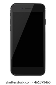 Smart phone with black screen isolated on white background. Vector illustration. EPS10.