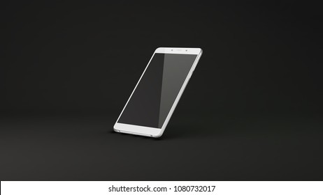 Smart phone with black screen on dark background. Vector illustration.