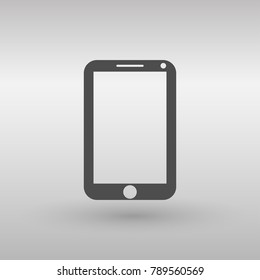 Smart Phone With Blank Screen Isolated on grey color