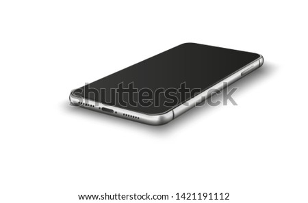Smart phone with blank screen isolated on white background. Vector illustration.