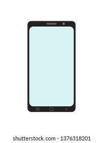 Smart phone with blank screen on white background. Technological device template. Simple mockup vector design.