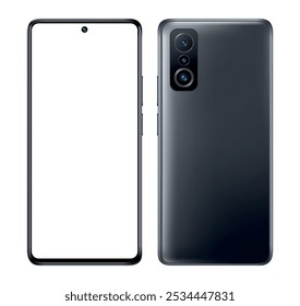 Smart Phone with blank screen on transparent background. Realistic vector illustration, for graphic and web design