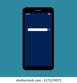 smart phone with blank searching box on screen; searching and shopping online concept. 