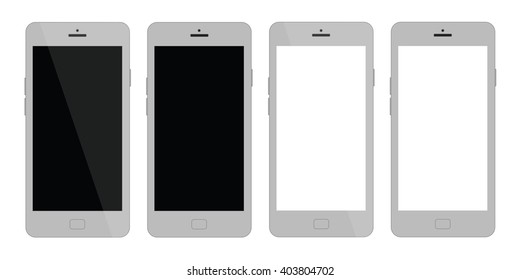 Smart phone blank. Smartphone with blank display. Four variations. Vector illustration