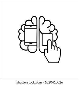 Smart Phone With Brain Image Icon Over Circuit Motherboard Vector Illustration. Artificial Intelligence.Including the Brain
