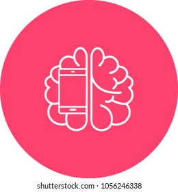 Smart Phone With Brain Image Icon Over Circuit Motherboard Vector Illustration. Artificial Intelligence.
