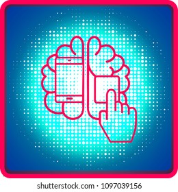 Teléfono Inteligente Con Icono De Imagen Cerebral Sobre Ilustración De Vector De Placa Madre De Circuito. Inteligencia artificial.Incluyendo el cerebro