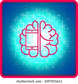 Smart Phone With Brain Image Icon Over Circuit Motherboard Vector Illustration. Artificial Intelligence.