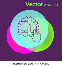 Teléfono Inteligente Con Icono De Imagen Cerebral Sobre Ilustración De Vector De Placa Madre De Circuito. Inteligencia artificial.Incluyendo el cerebro