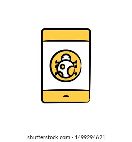 smart phone with bug, virus icon
