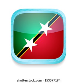 Smart phone button with Saint Kitts and Nevis flag