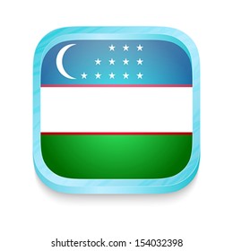 Smart phone button with Uzbekistan flag