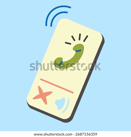 smart phone call in doodle style in vector. Element for apps stickers website logo print icon