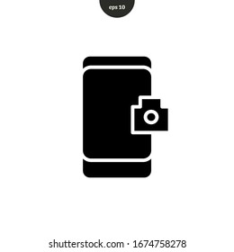 Logo de ilustración vectorial de icono de cámara de teléfono inteligente. Pasos10