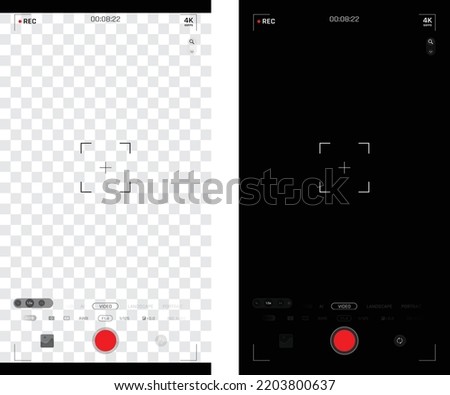 Smart phone camera user interface in the viewfinder and live view overlay frame template. Photo, video ui for cellphone. Smartphone 
 camera screen mockup for photography application