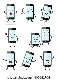 Smart phone cartoon with different pose 
