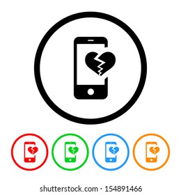 Smart Phone Cell Phone Broken Heart Break Up Love Icon