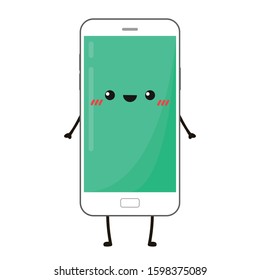 Smart phone character design. Smart phone vector. Smart phone on white background.